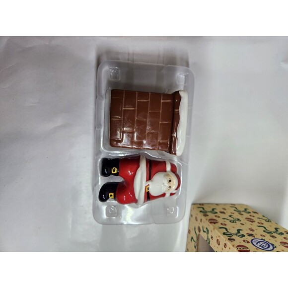 Santa Salt and Pepper  Tinsel Town Santa In Chimney Ceramic Set 180 Degrees - Picture 1 of 13